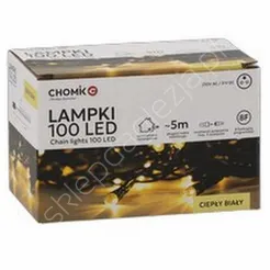 Lampki 100 LED białe ciepłe dł. 3+5m