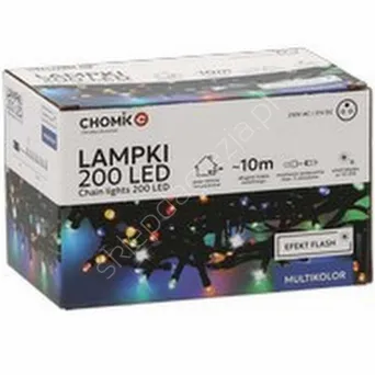 Lampki 200 LED Multikolor + zimny flash dł. 3+10m