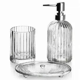 Komplet łazienkowy Ari 400ml srebrna pompka