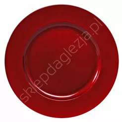 Talerz dekoracyjny brokatowy 45cm czerwony 