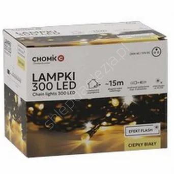 Lampki 300 LED  białe ciepłe + zimny flash dł. 3+15m