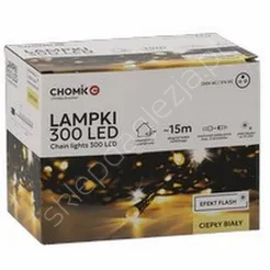 Lampki 300 LED  białe ciepłe + zimny flash dł. 3+15m