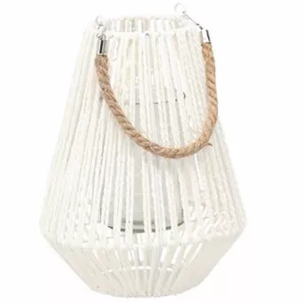 Lampion pleciony h30 biały z wkładem szklanym