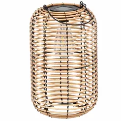 Lampion solarny metalowy beżowy 32cm