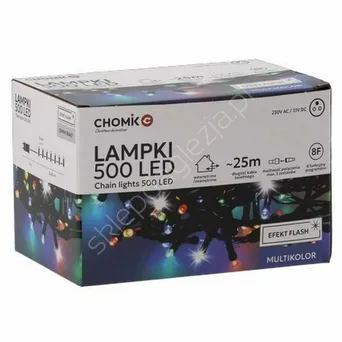 Lampki 500 LED Multikolor + zimny flash dł. 3+25m