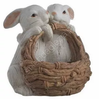 Zające ceramiczne z koszem