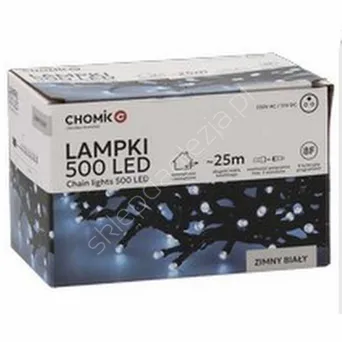 Lampki 500 LED  białe zimne dł. 3+25m