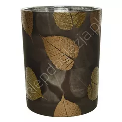 Świecznik szklany walec Liście 20x20cm