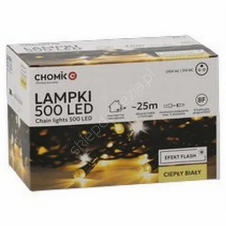 Lampki 500 LED  białe zimne + zimny flash dł. 3+25m