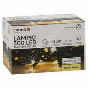 Lampki 500 LED  białe zimne + zimny flash dł. 3+25m
