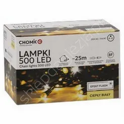 Lampki 500 LED  białe zimne + zimny flash dł. 3+25m