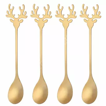 Łyżeczka świąteczna głowa renifera kpl. 4 szt.