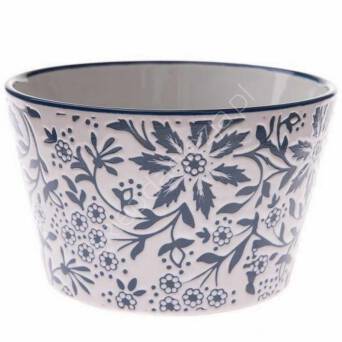 Miska ceramiczna biała w nieb. kwiatki