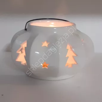 Lampion drewniany szary