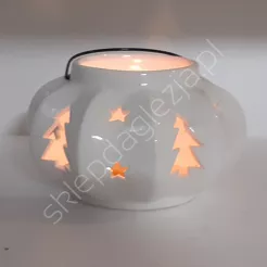 Lampion drewniany szary