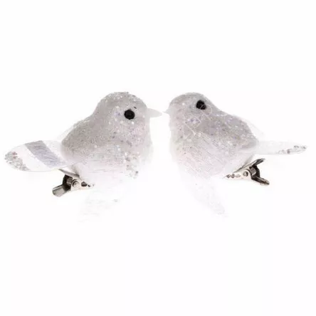 Ptaszek na klipsie biały