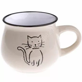 Kubek z kotem kremowy 360ml