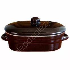 Garnek kamionka na smalec 0,75l  z pokrywką