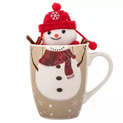 Kubek świąteczny z maskotką Bałwanek 340ml