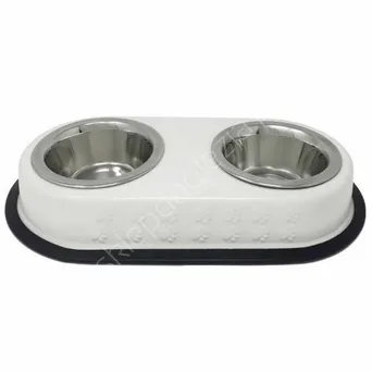 Miska Yarro metalowa podwójna na białej podstawie 2*11,5cm