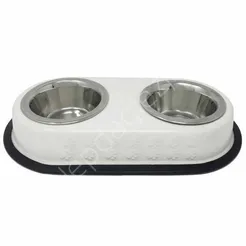 Miska Yarro metalowa podwójna na białej podstawie 2*11,5cm