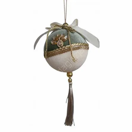 Zawieszka Bombka biało zielona 20cm