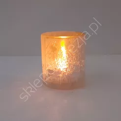 Świecznik szklany walec renifer, drzewa  8cm
