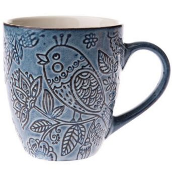 Kubek ceramiczny niebieski ptaszek 454ml