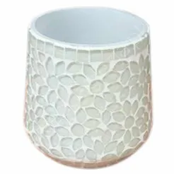 Szkło Świecznik Mozaika biały 14x14cm