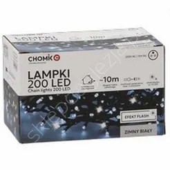 Lampki 200 LED białe zimne + zimny flash dł. 3+10m