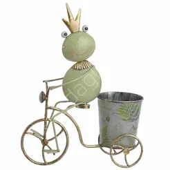 Metalowa żaba na rowerze 41cm