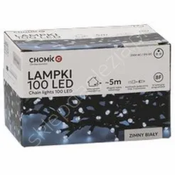 Lampki 100 LED białe zimne dł. 3+5m