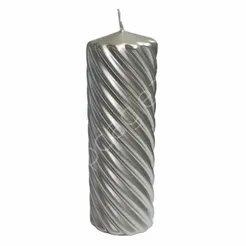 Świeca Walec 70*200 metalizowana twist srebrna