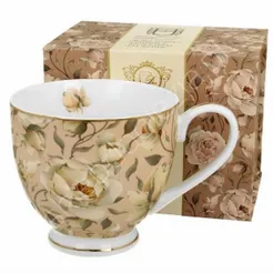 Kubek English Roses Cream Golden Line na stopce 530ml