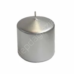 Świeca Walec 70*70 metalizowana srebrna
