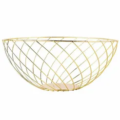 Koszyk metalowy na owoce skręcony złoty 28x12cm