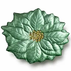 Talerz szklany Gwiazda betlejemska zielona 31,5cm