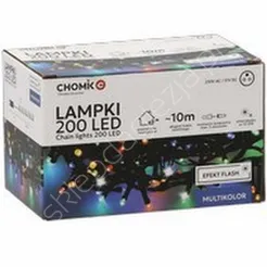 Lampki 200 LED Multikolor + zimny flash dł. 3+10m